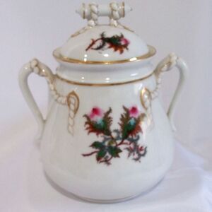 Vintage French Biscuit Jar Haviland Limoges China Moss Rose Pattern Country Fren